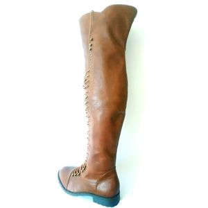 Thigh High chestnut women's lace up winter boots